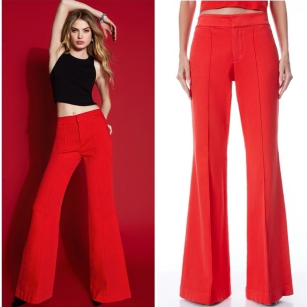 Alice + Olivia Red High-Waist Flare Jeans - Picture 15 of 15